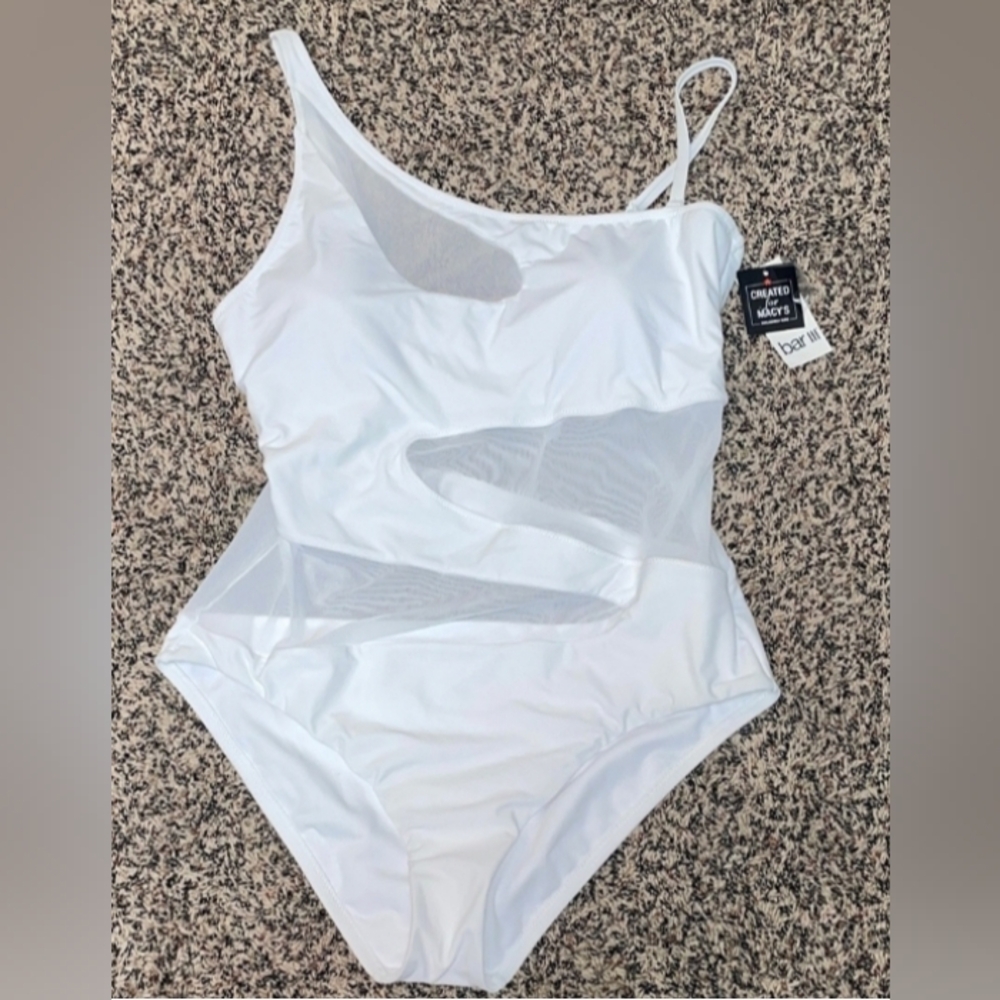Bar III Elegant White One Piece Swimsuit Sz XL NWT